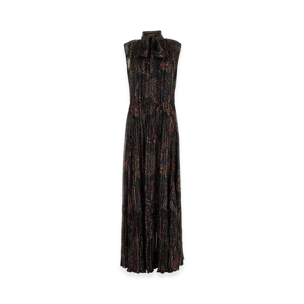Saint Laurent Women's Silk Blend Long Dress "Printed"