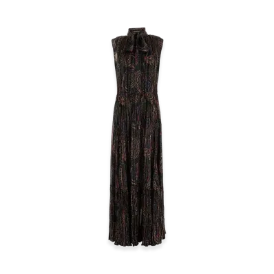 Saint Laurent Women's Silk Blend Long Dress "Printed"
