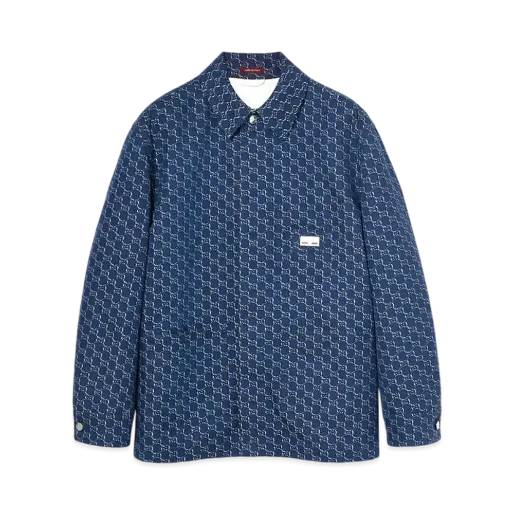GUCCI Cotton Jacquard Jacket With GG Shadow "Blue/White"