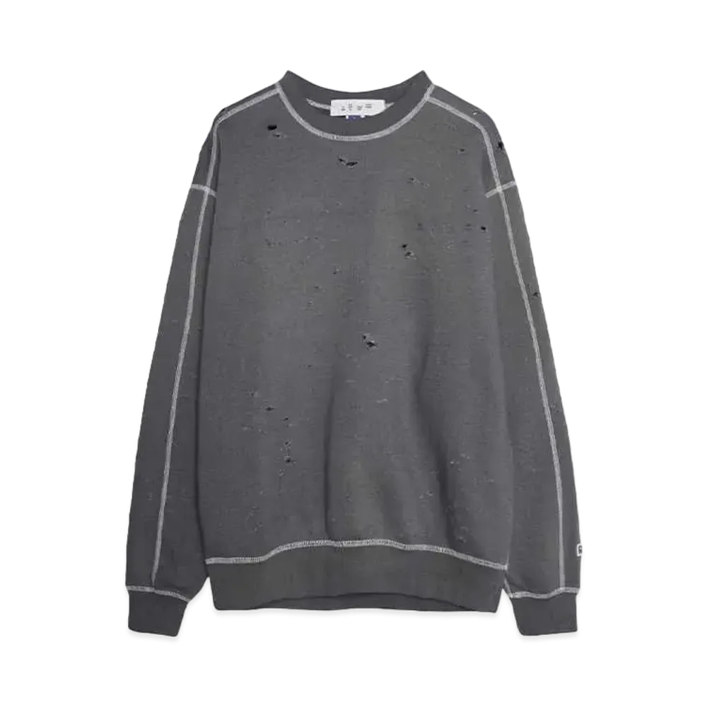 RUSSELL x Bal DISTRESSED ATHLETIC HEAVY COTTON CREW "CHARCOAL GRAY"