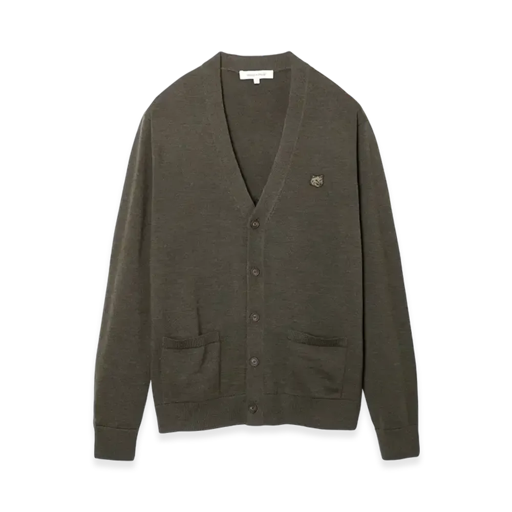 Maison Kitsune Bold Fox Head Patch Regular Cardigan "Khaki"
