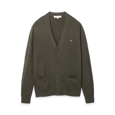Maison Kitsune Bold Fox Head Patch Regular Cardigan "Khaki"
