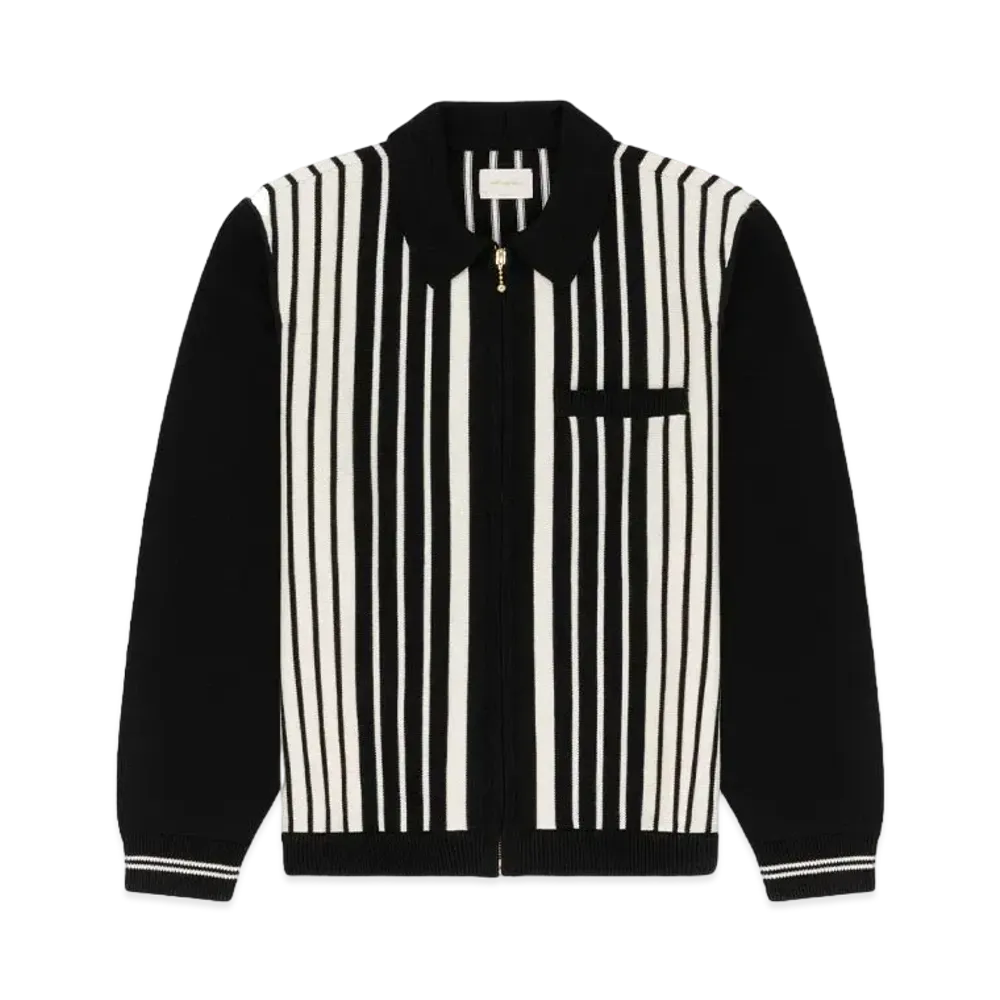 Aime Leon Dore Striped Polo Cardigan "Black"