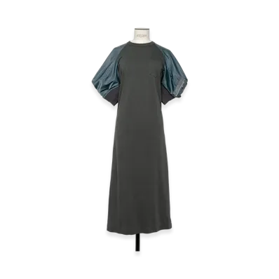 sacai Nylon Twill Mix Cotton Jersey Dress "Blue Gray"