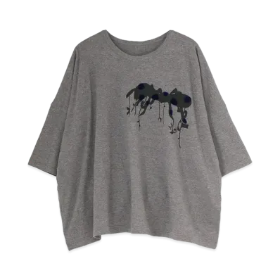 Yohji Yamamoto Y's PLAIN STITCH BUG PIGMENT FLOCKY PRINT ROUND NECK BIG T "Gray"