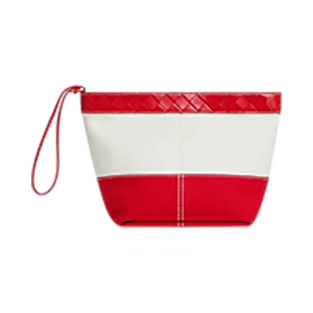 Bottega Veneta Flip Flap Medium Pouch "White/Scarlet"