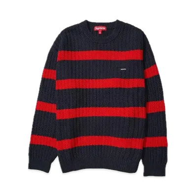 Supreme Loose Gauge Stripe Small Box Sweater "Navy"