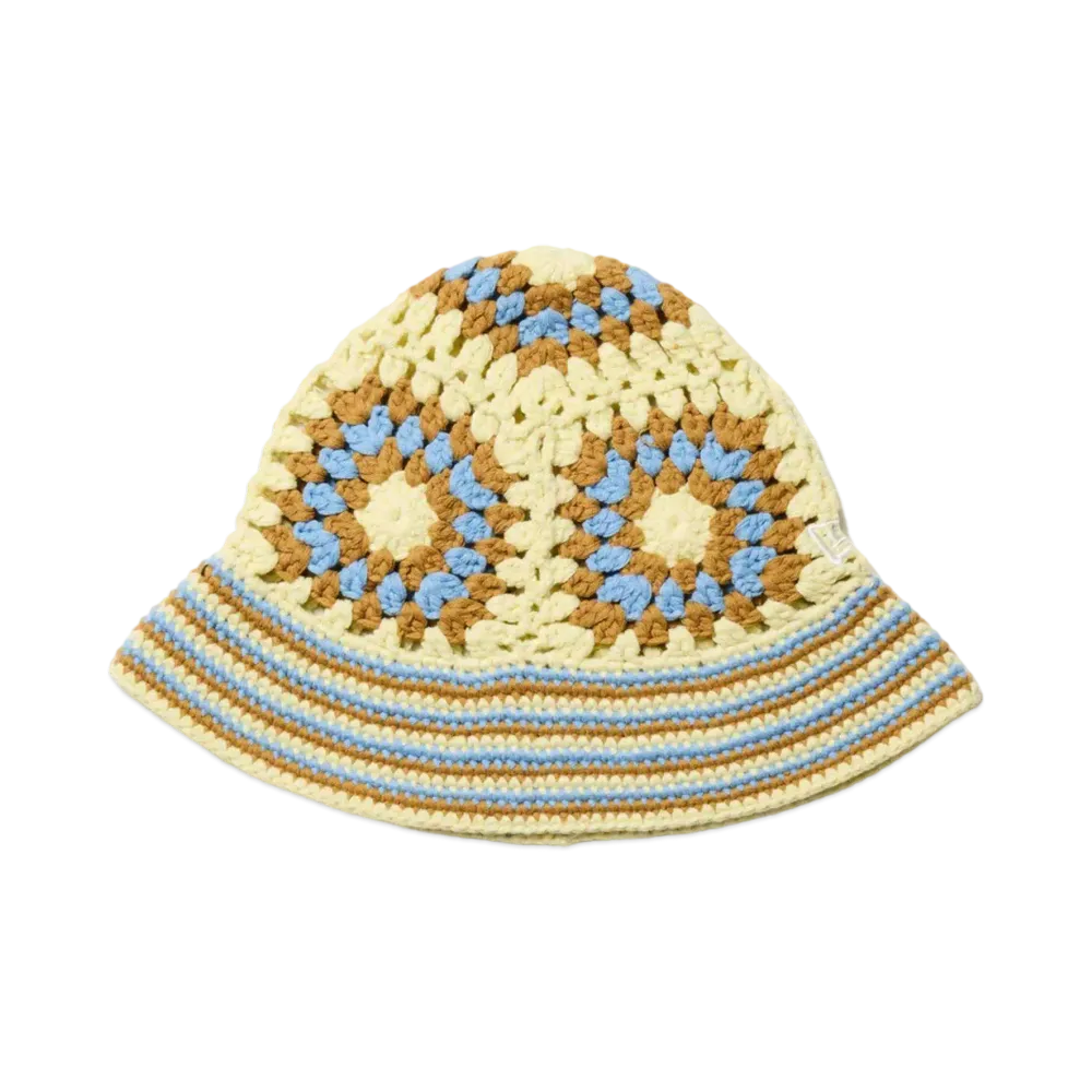 NEW ERA Croche Knit Bucket "Ivory/Khaki/Blue"