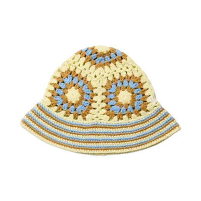 NEW ERA Croche Knit Bucket "Ivory/Khaki/Blue"