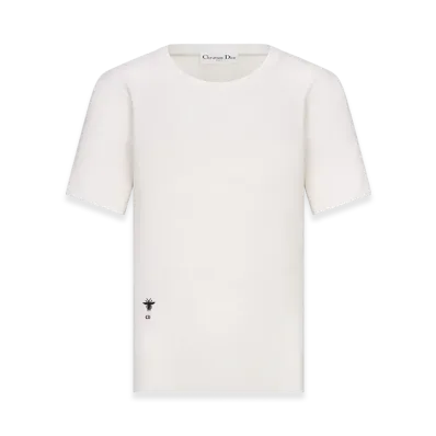 Dior Women's Short-Sleeved Sweater Cashmere Silk Knit "Ecru"