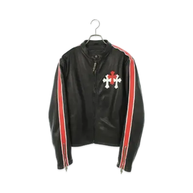 Chrome Hearts Racing 2 Single Rider Slider Jacket With Aoyama Limited Cross Patch "Black/Silver/Red"