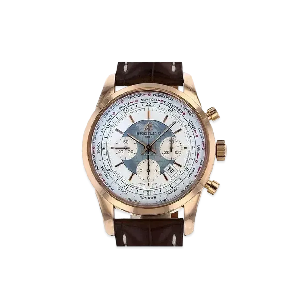 Breitling Transocean Chronograph Unitime "White/Rose Gold"