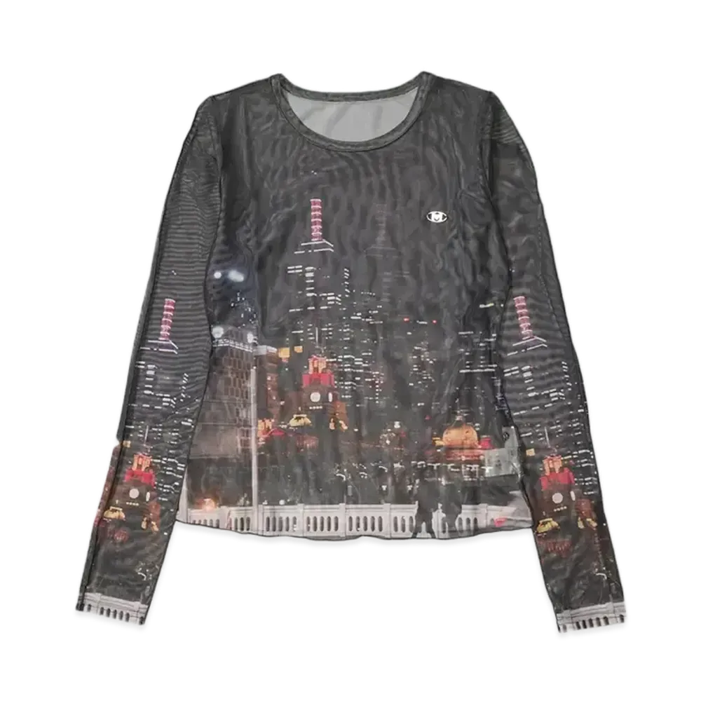 HTH Photo Tulle Long Tee "BLACK"