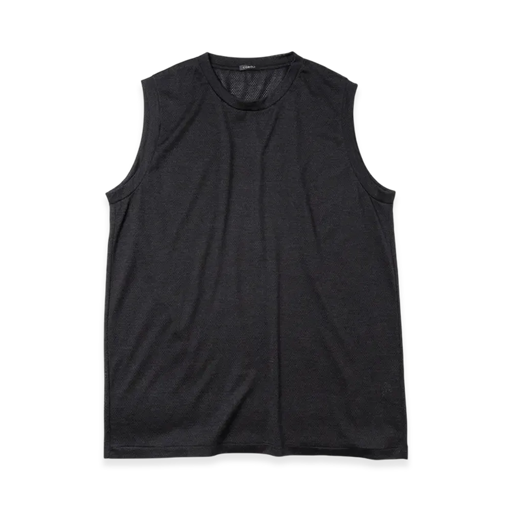 COMOLI Wool Mesh Sleeveless "Charcoal"