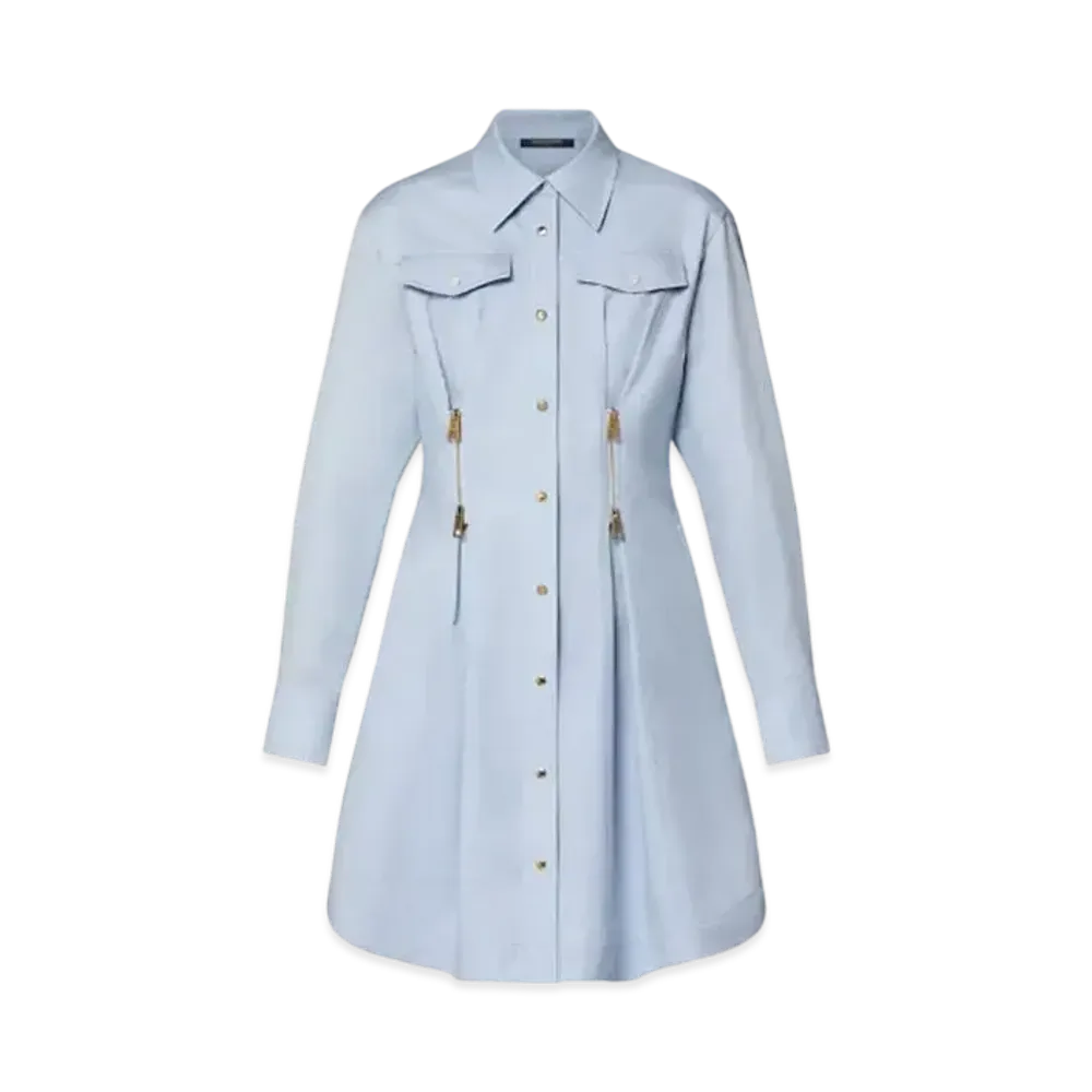 Louis Vuitton Zipper Waist Shirt Dress "Bleu Glacier"