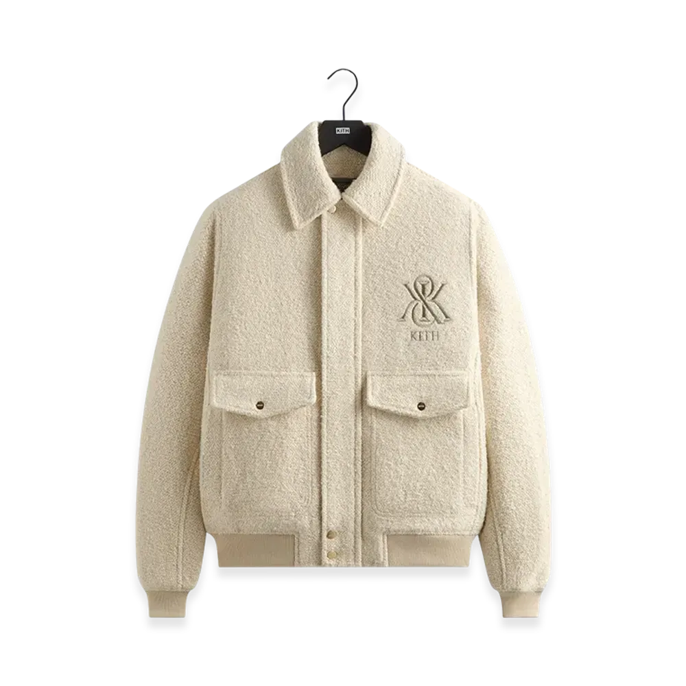 Kith Boucle Hawthorne Flight Jacket "Sandrift"