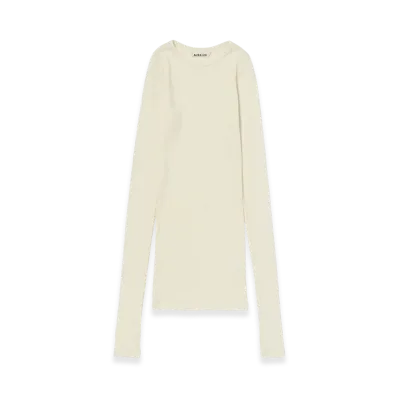 AURALEE Wool Silk Soft Rib L/S Tee "Ivory"