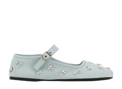 MIU MIU Women's Pastel Light Blue Drill Ballerinas "Green"