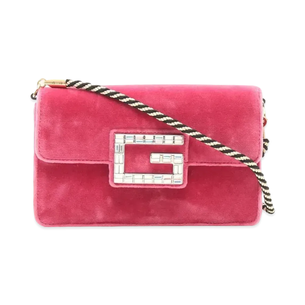GUCCI Broadway Velvet Shoulder Bag "Pink"