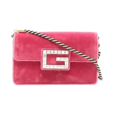 GUCCI Broadway Velvet Shoulder Bag "Pink"
