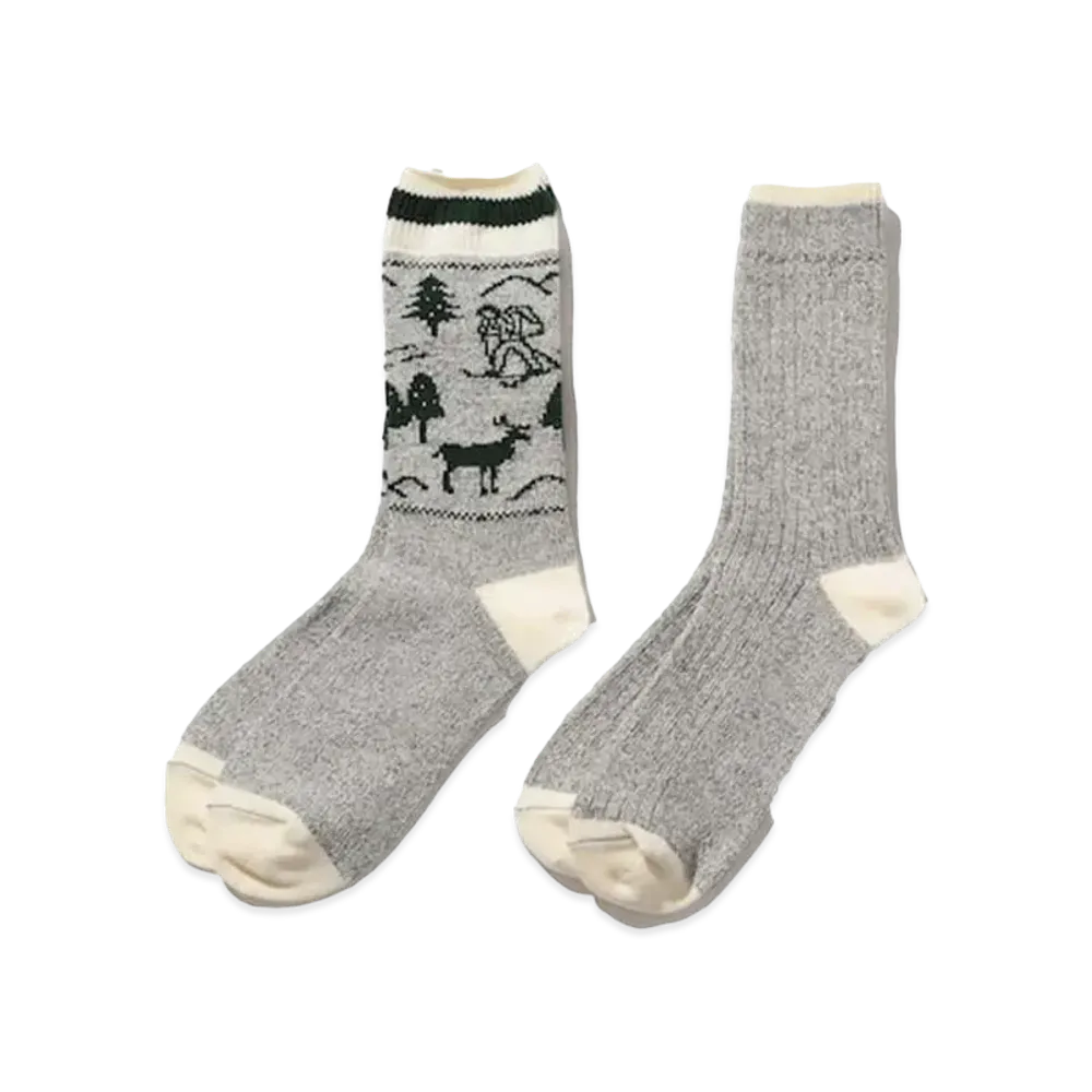 END. x Clarks Originals x BEAMS PLUS 2 Pack Rag Socks Ski Trek Man Intarsia Knitting "Gray"