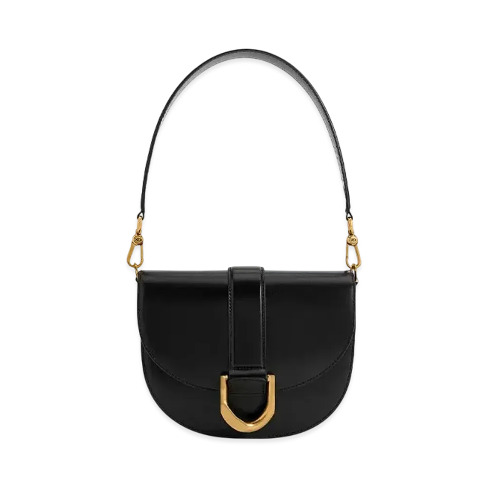 CHARLES & KEITH Gavine Leather Saddle Bag "Black"