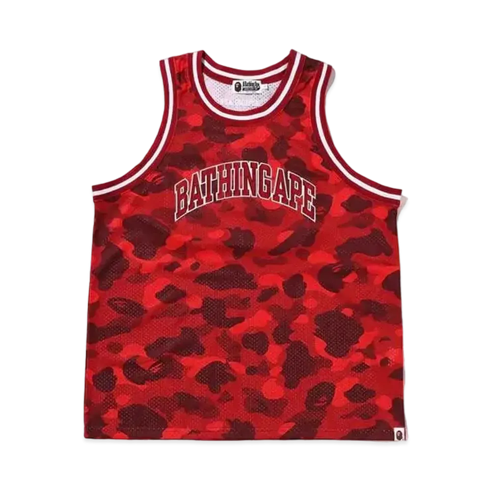 A BATHING APE COLOR CAMO BASKETBALL TANK TOP "Red"