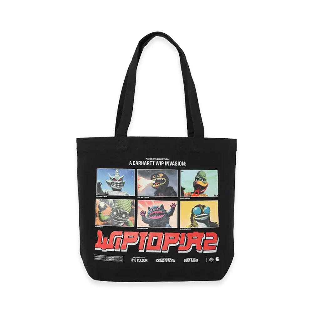 Carhartt WIP Canvas Graphic Tote "Wiptopia 2 Print Black"