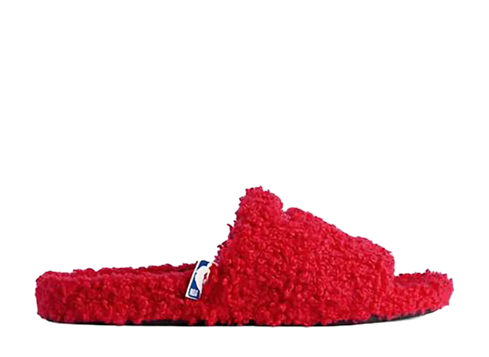 NBA × BALENCIAGA Furry Open Mule "Red/White"