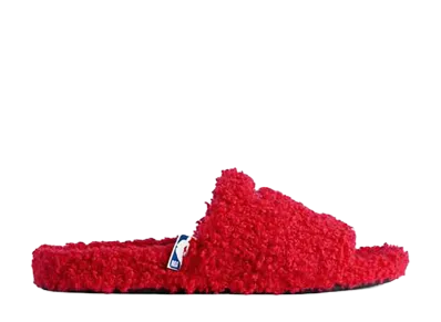 NBA × BALENCIAGA Furry Open Mule "Red/White"