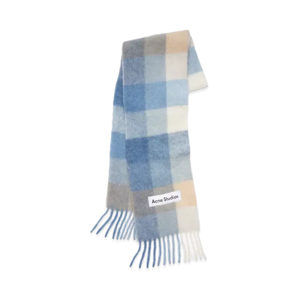 Acne Studios Mohair Check Scarf "Pastel Blue/Beige"