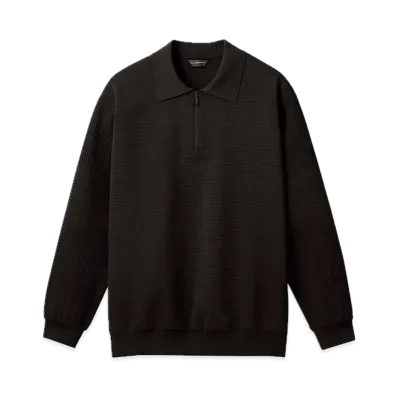 DESCENTE ALLTERRAIN Fusion Knit Long Sleeve Polo Shirt "Black"