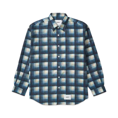 WTAPS TXT 02 / LS / Cotton. Flannel. Textile. Of "Blue"
