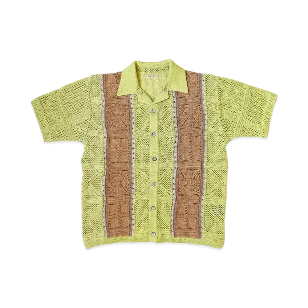 KAPITAL 7G Crochet Knit Tennessee Aloha Shirt "Lime"