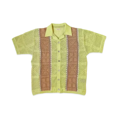 KAPITAL 7G Crochet Knit Tennessee Aloha Shirt "Lime"
