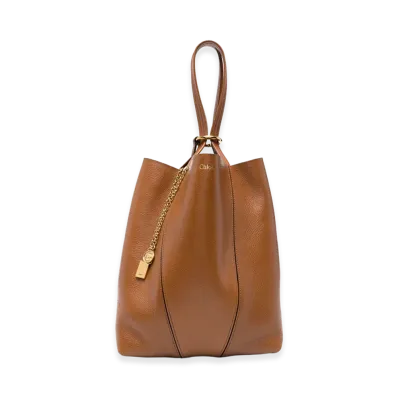 Chloe Women's Spin Large Hammered Leather Tote Bag "Brown"