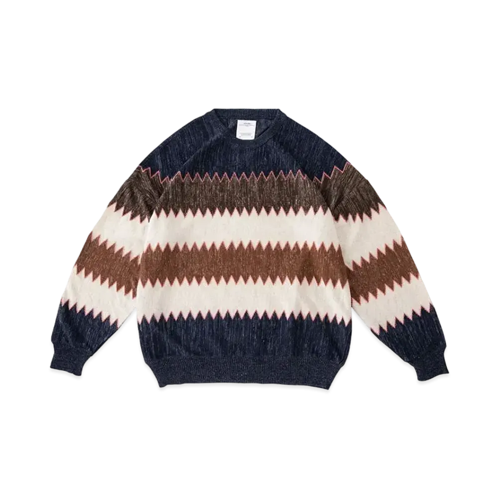 visvim Amplus Knit L/S Zig-Zag "Navy"