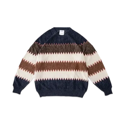 visvim Amplus Knit L/S Zig-Zag "Navy"