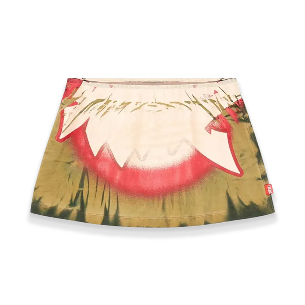Diesel O-Hunt-Q1 Mini Skirt With Blowout Print "Military Green"