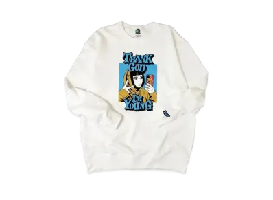 9090 x Hime THANK GOD I'M YOUNG -girl- sweat "White"