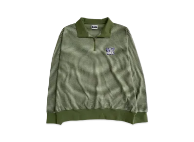 9090 Stripe Long Polo Shirt "Dusty Green"