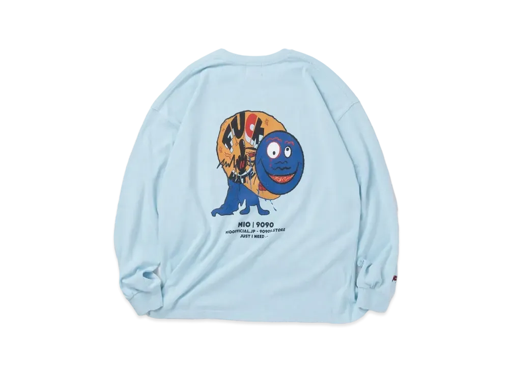 9090 x MIO F**K Long Tee "Light Blue"