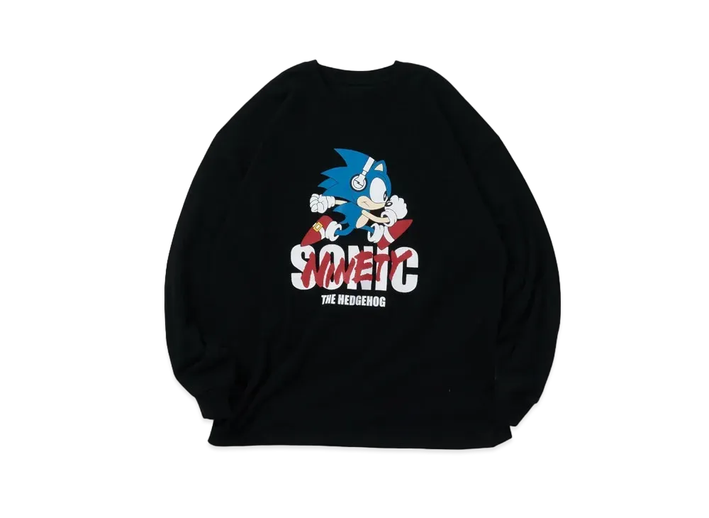 9090 x SONIC THE HEDGEHOG SONIC Long tee "Black"
