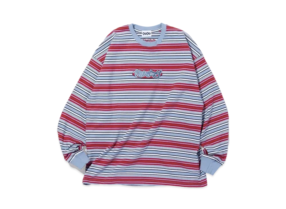 9090 TECHNO Stripe Long Tee "Blue"