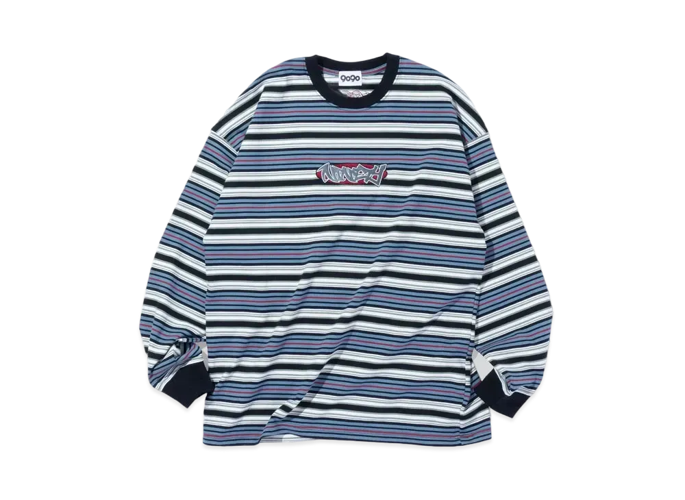 9090 TECHNO Stripe Long Tee "Black"