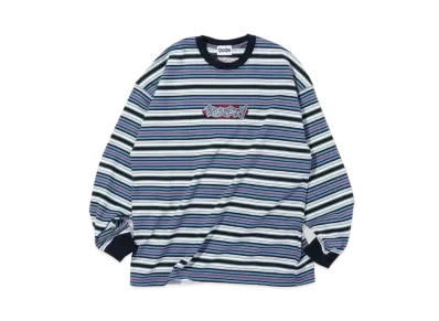 9090 TECHNO Stripe Long Tee "Black"