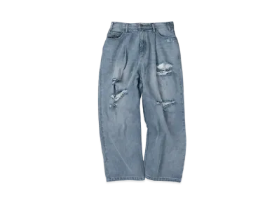 9090 King Logo Damage Denim "Light Blue"