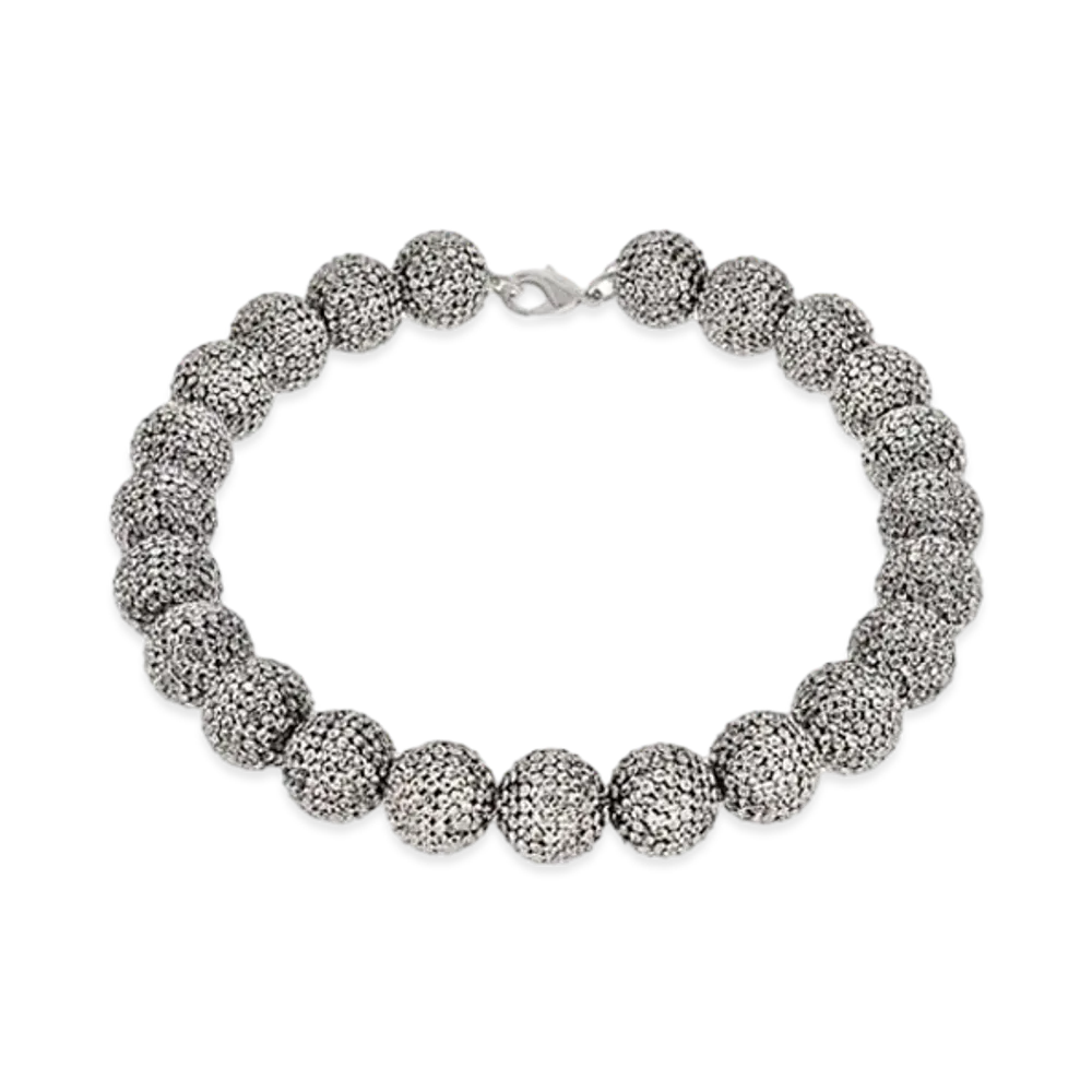 BALENCIAGA Quantum Choker in Acrylic, Brass and Stainless Steel with Rhinestones "Silver/Gray"