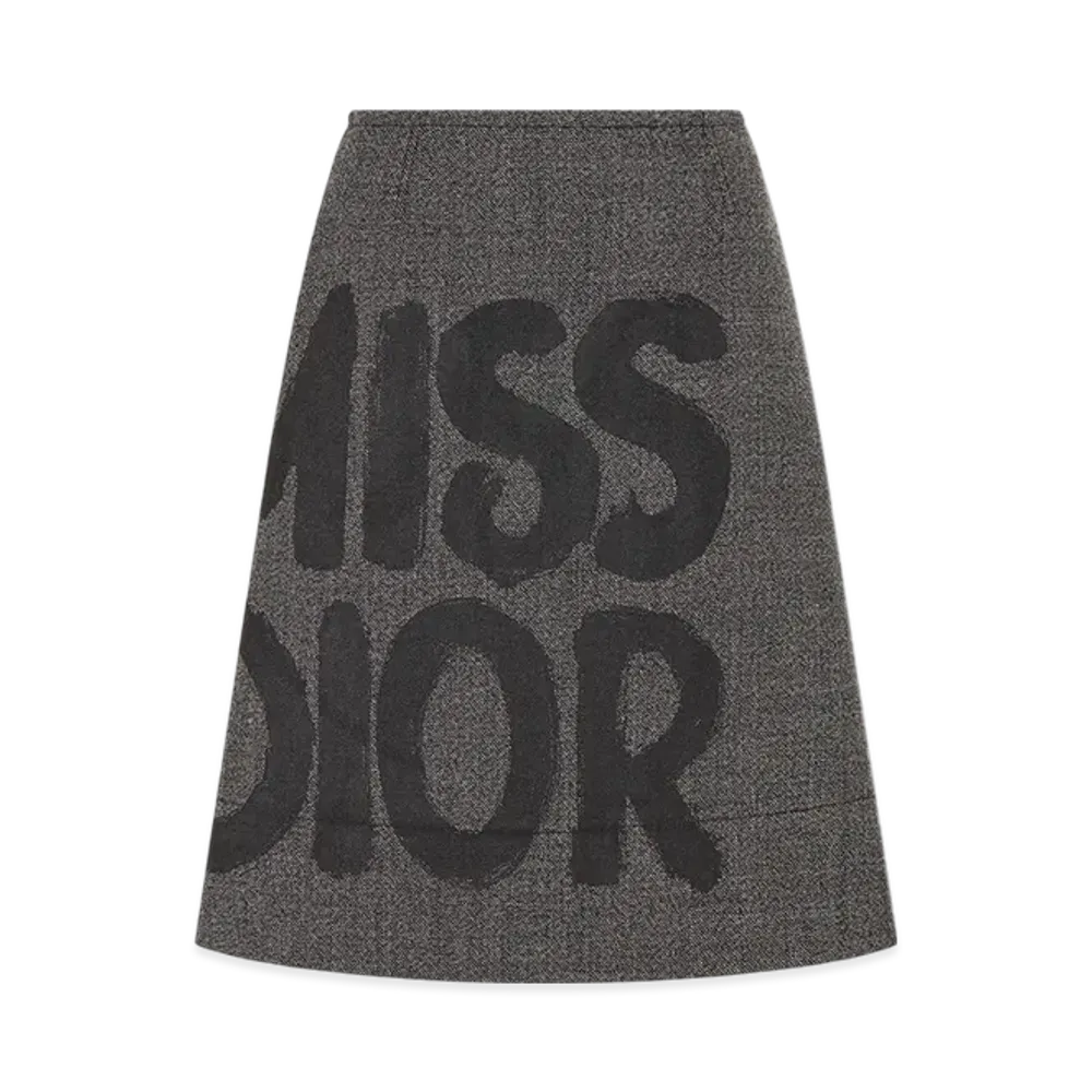 Dior Women's Miss Dior Graffiti Motif Skirt "Gray"