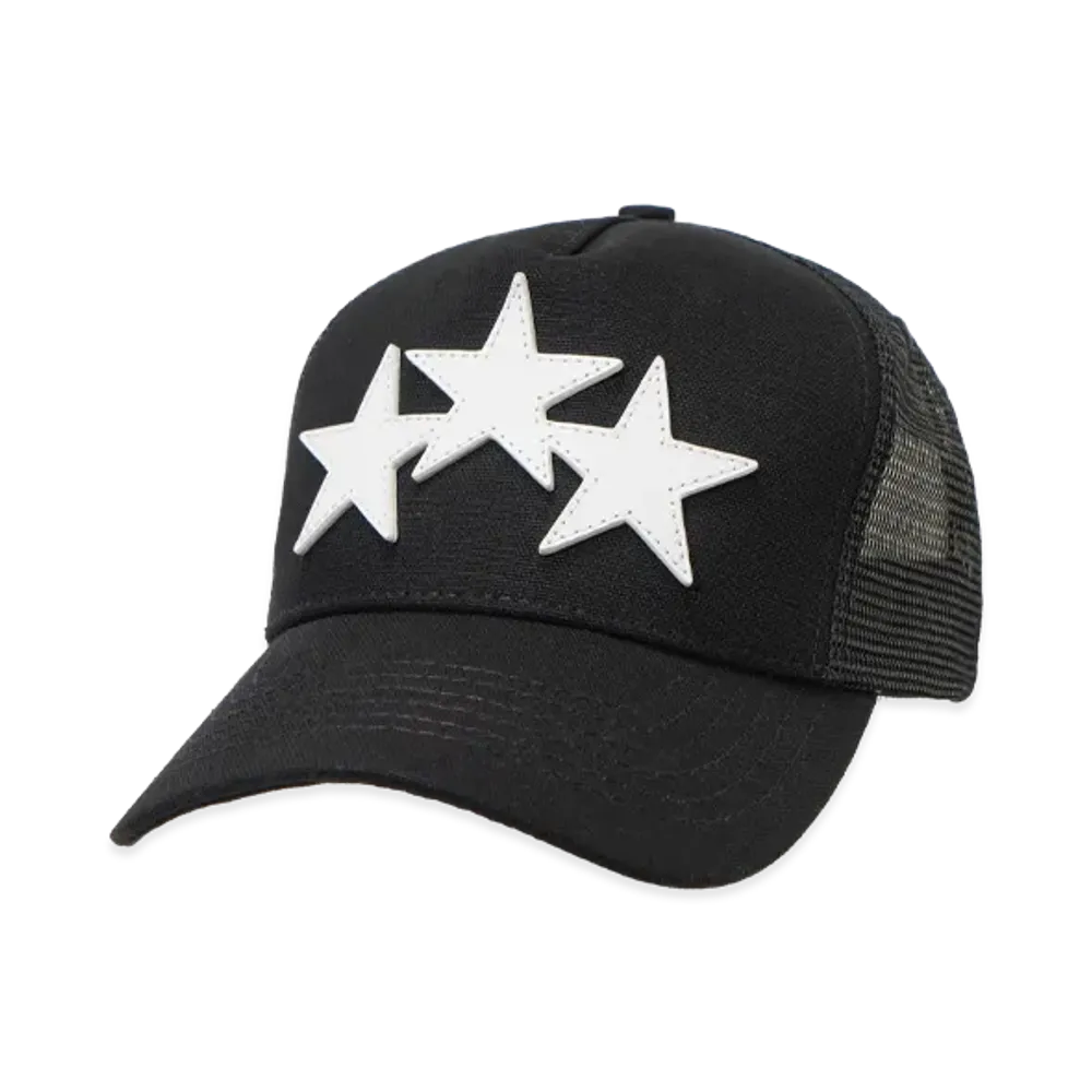AMIRI 3 Star Trucker Hat "Black/White"